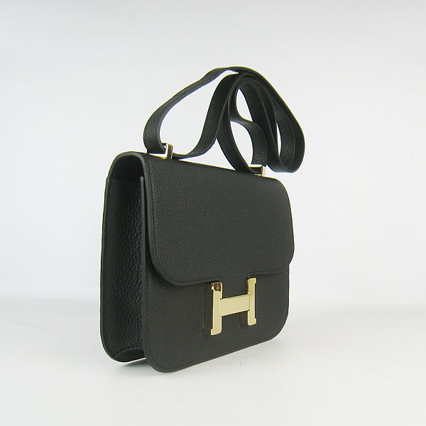 7A Hermes Oxhide Leather Message Bag Black H017 - Click Image to Close